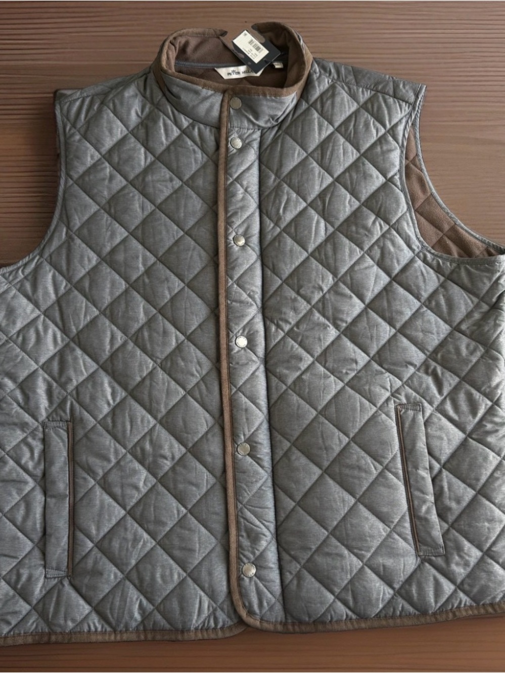 Peter Millar Crown Essex Quilted Travel Vest Men 2XL Gray Flc Lined $248 MSRP